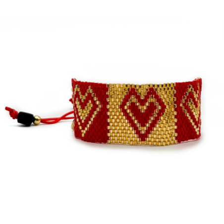 Bracelet Miyuki red and goldk - Amore - Llata & Morett