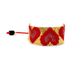 Miyuki Armband Mix aus Rottönen und Gold - Amore - Llata & Morett