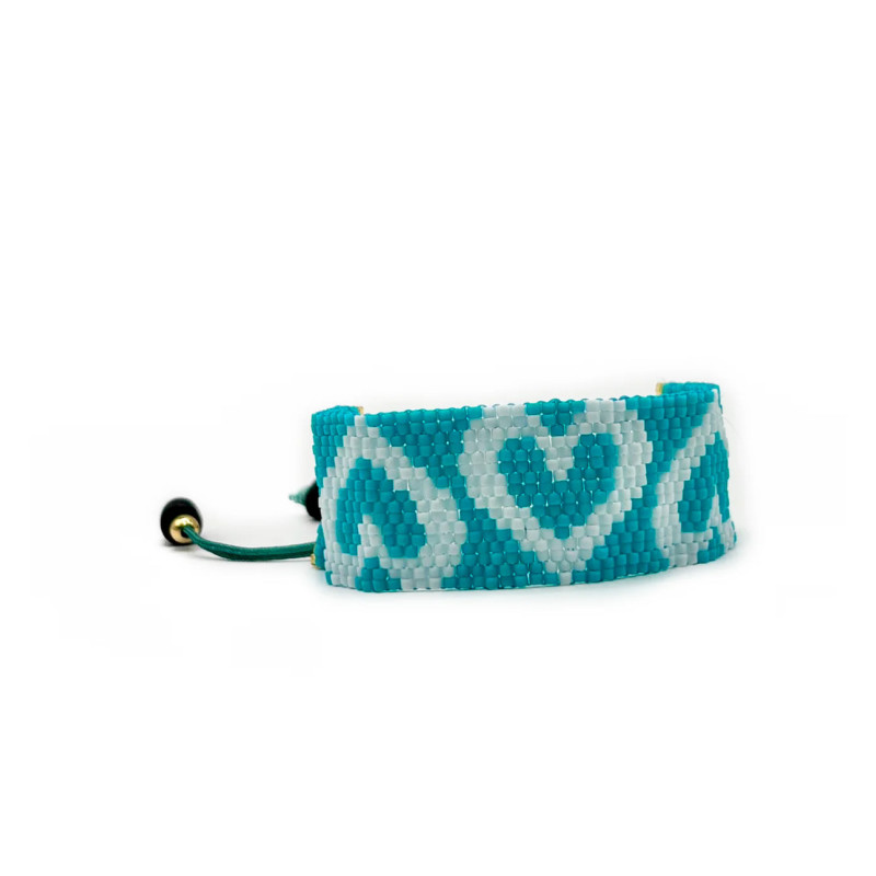 Türkisblaues und weisses Miyuki Armband - Amore - Llata & Morett