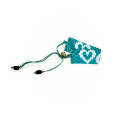 Turquoise blue and white Miyuki bracelet - Amore - Llata & Morett
