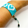 Turquoise blue and white Miyuki bracelet - Amore - Llata & Morett