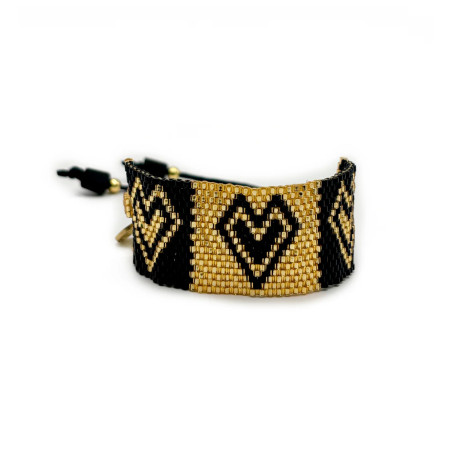 Bracelet Miyuki Heart black gold plated - Amore - Llata & Morett
