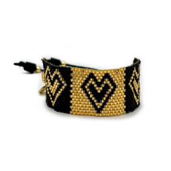 Bracelet Miyuki Heart black gold plated - Amore - Llata & Morett